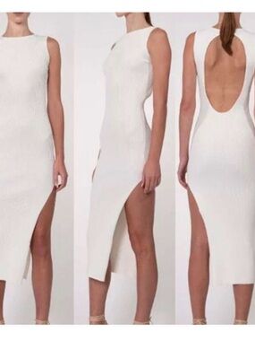 White Sleeveless Cutout Midi Dress -  Nonchalant from ShopBop